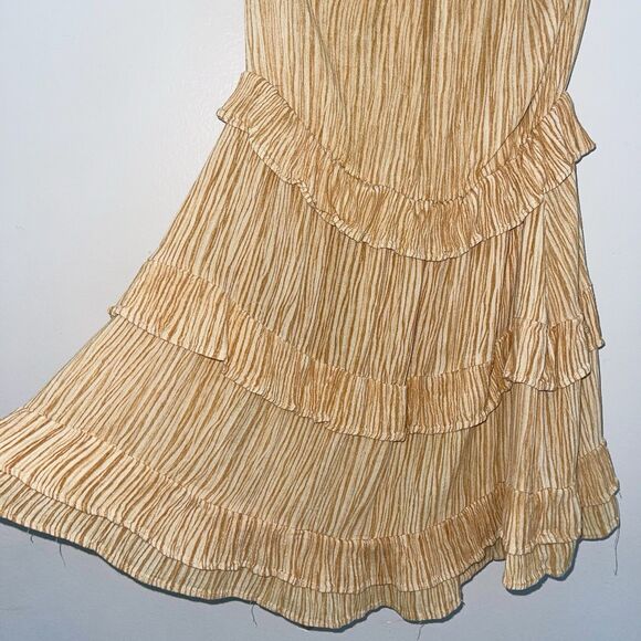 Lulus Ruffled Halter Dress Size XS Mini Downright Darling Mustard Yellow - Picture 5 of 12